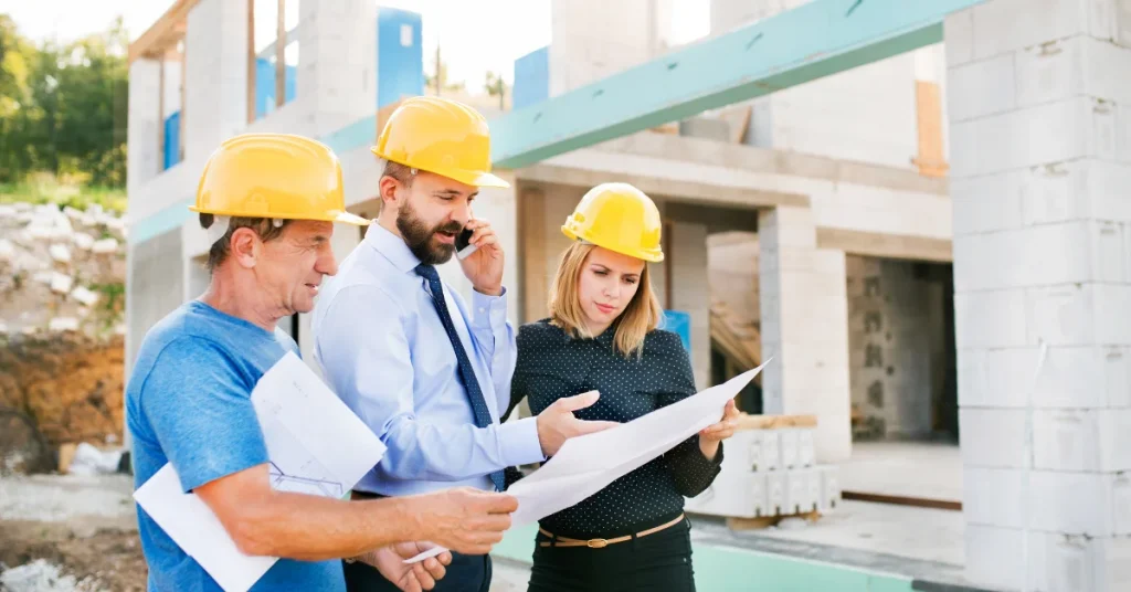 Ingenieros construyendo una casa segura